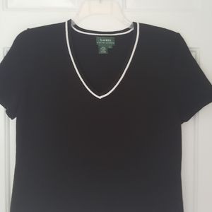 Lauren black v-neck sweater size L